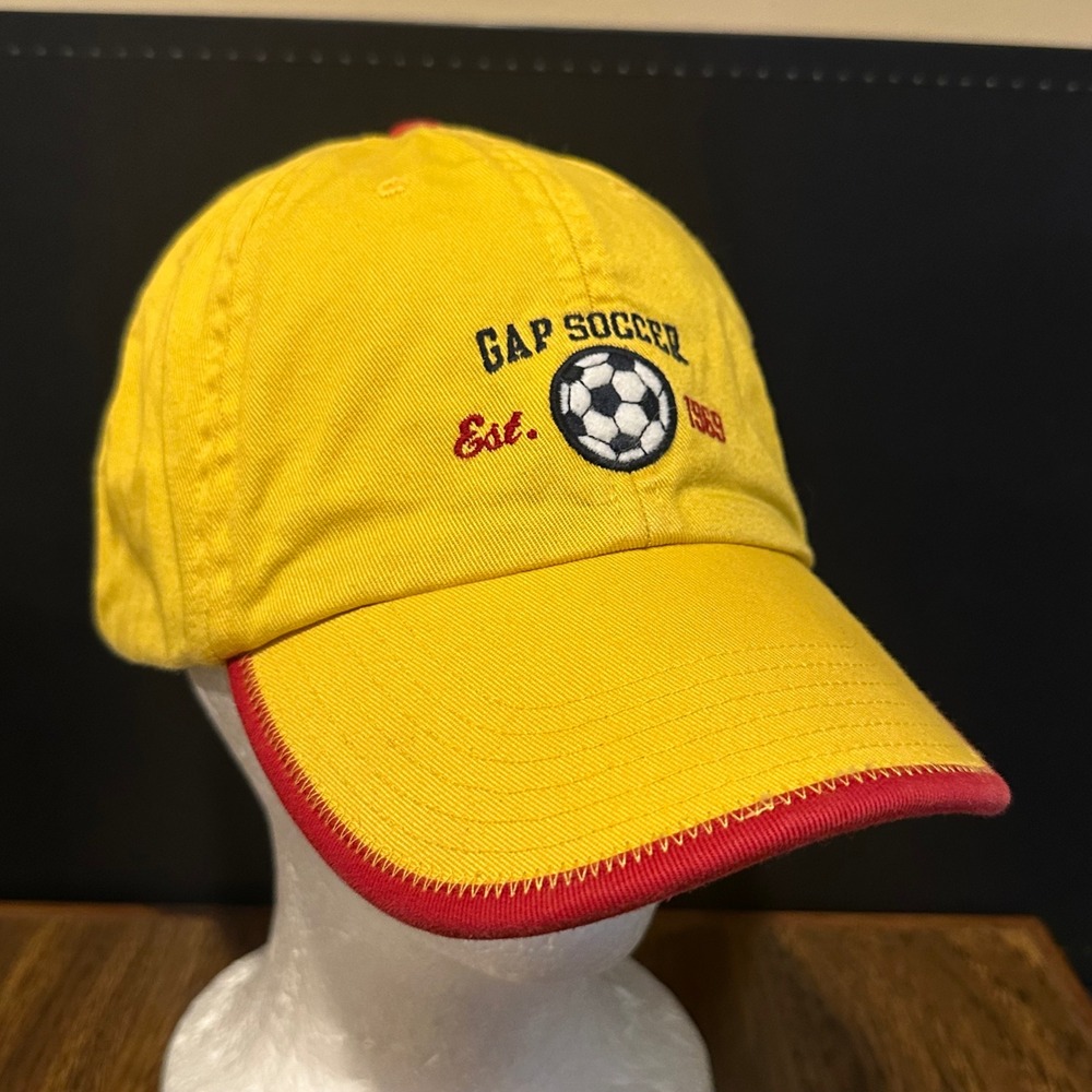 Gap Soccer Est 1969 Yellow Baseball Hat Adjustable Sport Cap Mens osfm